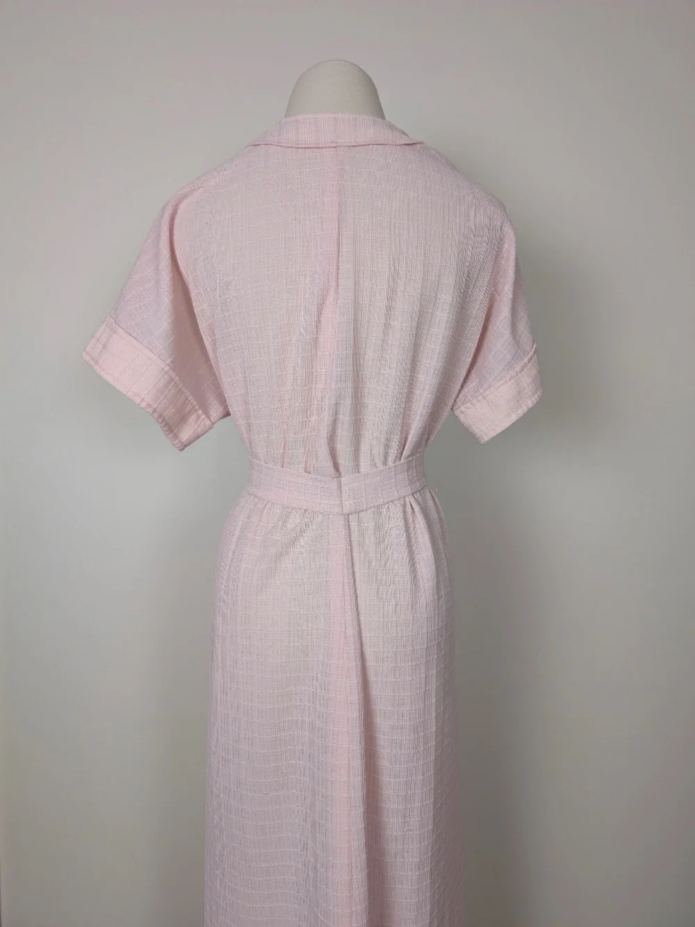 Vintage Robe Baby Pink Maxi Size Small Belted Feminine - Picture 12 of 16